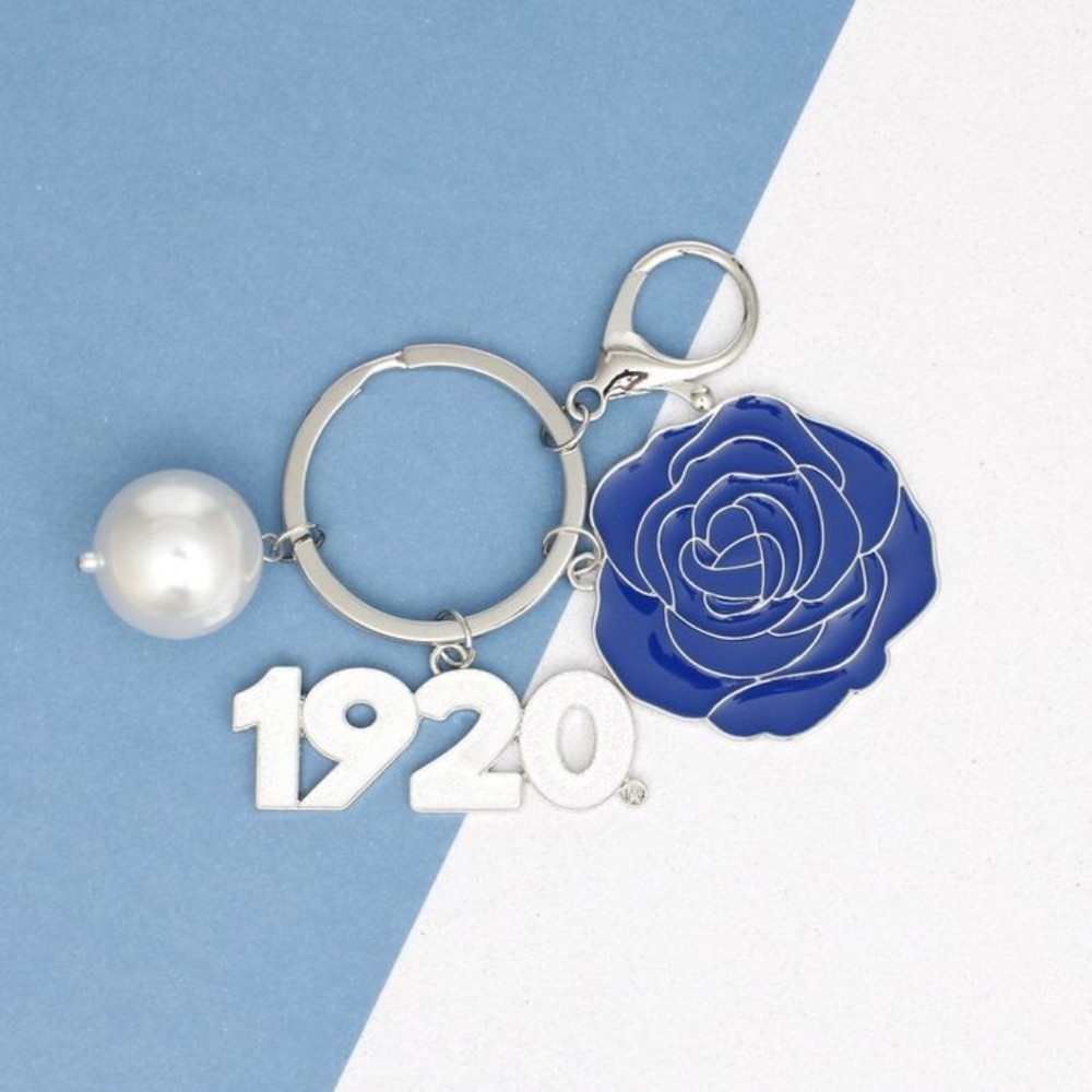 ZPB Sorority Flower 1920 Keychain and Bag Clip - Picture 1 of 2